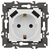 Розетка ЭРА Elegance 14-4109-01М 2P+E 16A-250В штор. с 2xUSB 5В-3А белый матовый Б0065773