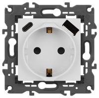 Розетка ЭРА Elegance 14-4108-01 2P+E 16A-250В со шторками с USB type-A+C 5В-3А белый Б0067736