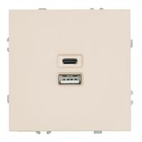 Розетка 2-местная USB + Type C (механизм), Stekker, 250В, 20W Эмили, RST10-5115-08, кашемир, soft touch 49905