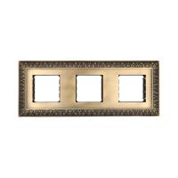 Рамка LK Studio 3-постовая декоративная металлическая в комплекте с суппортами (бронза), LK45 854320-1