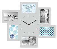 Фоторамка Innova W07369 Ф/рамка 6 фото 10*15см с часами, материал МДФ, 46x54 см, цвет серый (6/48) Б0033268