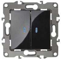 Выключатель двухклавишный с подсветкой ЭРА 12 10AX 250V 12-1105-06 Б0014662 Выключатель двухклавишный с подсветкой ЭРА 12 10AX 250V 12-1105-06 Б0014662