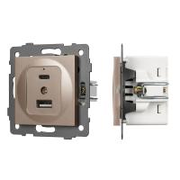 Механизм USB розетки SCT-MUAC-PL-GD-V (5V, 3A, QC4) Arlight 049841
