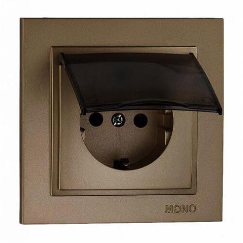 Розетка 2К+З Mono Electric Despina 16A 250V с крышкой винтовое подключение бронза 102-232321-118 Розетка 2К+З Mono Electric Despina 16A 250V с крышкой винтовое подключение бронза 102-232321-118