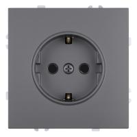 Розетка 1-местная с защитной шторкой с/з (механизм), STEKKER, 250В, 16А, серия Эмили, RST16-5110-10, платиново-серый, soft touch 49958