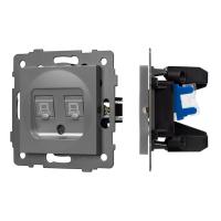 Механизм компьютерной розетки двойной SCT-MPC2-PL-GR-V (RJ-45, CAT6) Arlight 049851