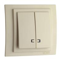 Выключатель Mono Electric Larissa двухклавишный с подсветкой крем 103-171725-103 Выключатель Mono Electric Larissa двухклавишный с подсветкой крем 103-171725-103