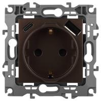 Розетка ЭРА Серия 12 12-4108-13 2P+E 16A-250В со шторками с USB type-A+C 5В-3А бронза Б0067757