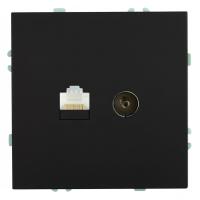 Розетка TV + компьютерная RJ-45 (механизм), STEKKER, RST00-5106-05, серия Эмили, черный уголь, soft touch 49846
