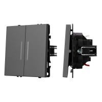 Механизм выключателя двухклавишный непроходной LED SWT-NOBE-MK02-SFPL-L-GR (230V, 10A) Arlight 054266