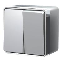 Выключатель двухклавишный влагозащищенный Werkel Gallant серебряный W5020206 4690389167133