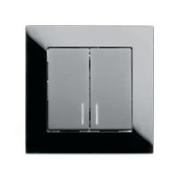 Выключатель 2-клавишный c индикатором Stekker GLS10-7002-05, 250В, 10А Катрин, черный 39504