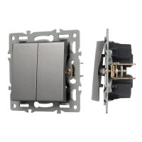 Механизм выключателя двухклавишный непроходной SWT-MK02-PL-GR (250V, 16A) Arlight 043726