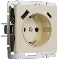 Розетка с заземлением, шторками и USB тип A+C Werkel айвори акрил W1171743 4690389197833 Розетка с заземлением, шторками и USB тип A+C Werkel айвори акрил W1171743 4690389197833
