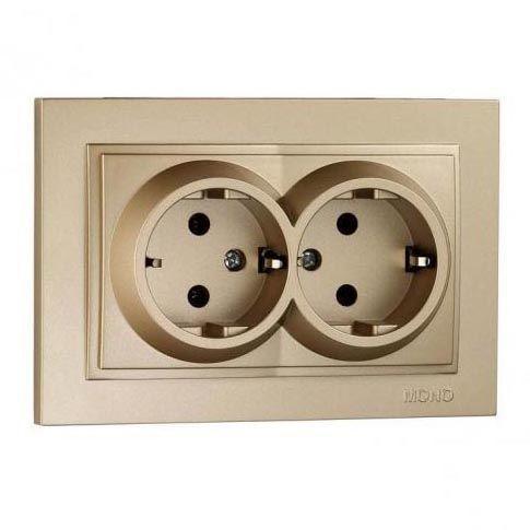 Розетка 2К+З двойная Mono Electric Despina 16A 250V винтовое подключение титан 102-222204-120 Розетка 2К+З двойная Mono Electric Despina 16A 250V винтовое подключение титан 102-222204-120