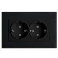 Розетка двойная 2P+PE Stekker Эрна со шторками черный PST16-9014-03 39482