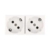 Розетка LK Studio двойная с з/к и защитными шторками, 16 А, 250 В, под углом 45 градусов (белый) LK45 851704-1