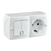 Выключатель - розетка Mono Electric Octans IP20 двухклавишный - 2К+З белый 104-010101-181 Выключатель - розетка Mono Electric Octans IP20 двухклавишный - 2К+З белый 104-010101-181