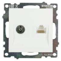 Розетка телевизионная TV + компьютерная RJ-45 Stekker Катрин GLS00-7106-01 белая 49181
