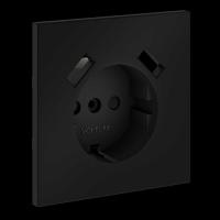 Накладка для розетки с заземлением и защитными шторками с USB A+A S70 (черный матовый) Voltum VLS000908