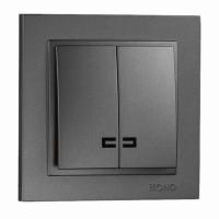 Выключатель Mono Electric Despina двухклавишный с подсветкой графит 102-202025-103 Выключатель Mono Electric Despina двухклавишный с подсветкой графит 102-202025-103