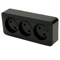 Розетка тройная 2P Stekker София черный MST10-13-02 49317