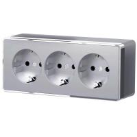 Розетка тройная с заземлением и шторками Werkel Gallant серебряный W5073106 4690389167195