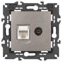 Розетка ЭРА Elegance 14-3110-16 RJ45+TV, титан Б0065768