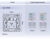 Механизм компьютерной двойной розетки RJ-45 (8P8C) CAT6 Ambrella Volt VM189