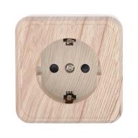 Розетка LK Studio открытой установки с заземляющими контактами и защитными шторками (сосна) 813225