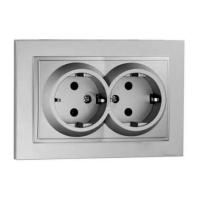 Розетка 2К+З двойная Mono Electric Despina 16A 250V винтовое подключение серебро 102-212104-120 Розетка 2К+З двойная Mono Electric Despina 16A 250V винтовое подключение серебро 102-212104-120