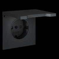 Накладка для розетки с заземлением защитными шторками и крышкой S70 (графит) Voltum VLS000807