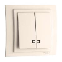Выключатель Mono Electric Larissa двухклавишный с подсветкой слоновая кость 103-010125-103 Выключатель Mono Electric Larissa двухклавишный с подсветкой слоновая кость 103-010125-103