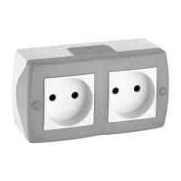 Розетка 2К двойная Mono Electric Octans IP20 16A 250V винтовое подключение бело-серый 104-020006-121 Розетка 2К двойная Mono Electric Octans IP20 16A 250V винтовое подключение бело-серый 104-020006-121