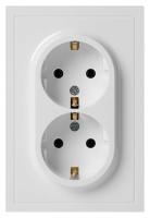 Розетка ЭРА Galaxy 15-2105-01 с заземлением двойная 2X2P+E Schuko со шторками IP20 16А-250В белый Б0070697