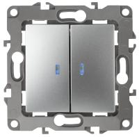 Выключатель двухклавишный с подсветкой ЭРА 12 10AX 250V 12-1105-03 Б0014659 Выключатель двухклавишный с подсветкой ЭРА 12 10AX 250V 12-1105-03 Б0014659