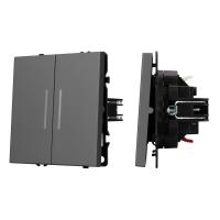 Механизм выключателя двухклавишный проходной LED SWT-NOBE-MKP2-SFPL-L-GR (230V, 10A) Arlight 054269