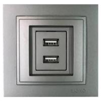 Розетка 2-а USB-зарядка Mono Electric Despina антрацит 102-242405-178 Розетка 2-а USB-зарядка Mono Electric Despina антрацит 102-242405-178