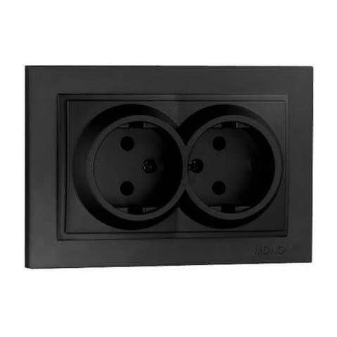 Розетка 2К двойная Mono Electric Despina 16A 250V винтовое подключение графит 102-202005-121 Розетка 2К двойная Mono Electric Despina 16A 250V винтовое подключение графит 102-202005-121