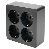 Розетка 4-местная 2P+PE Stekker София черный матовый MST16-14S-05 49510