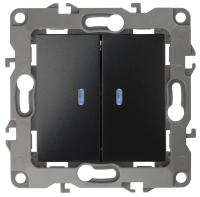 Выключатель двухклавишный с подсветкой ЭРА 12 10AX 250V 12-1105-05 Б0014661 Выключатель двухклавишный с подсветкой ЭРА 12 10AX 250V 12-1105-05 Б0014661