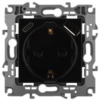 Розетка ЭРА Серия 12 12-4108-06 2P+E 16A-250В со шторками с USB type-A+C 5В-3А чёрный Б0067746