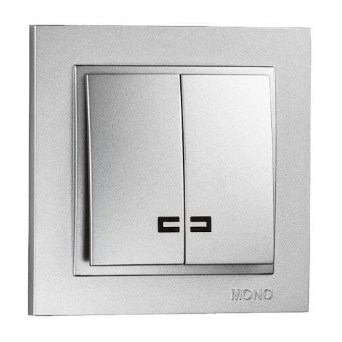 Выключатель Mono Electric Despina двухклавишный с подсветкой серебро 102-212125-103 Выключатель Mono Electric Despina двухклавишный с подсветкой серебро 102-212125-103