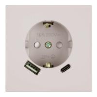 Розетка 1-местная з/ш с/з 16А + USB + Type C (механизм) Stekker 250В 20W Мия RST16-3119-08 пудровый жемчуг 50482