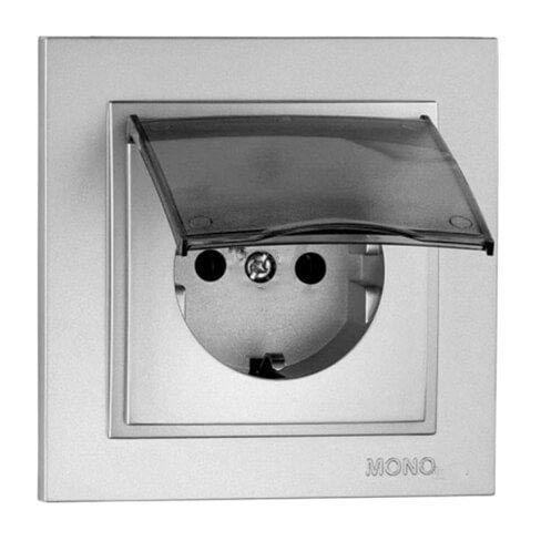 Розетка 2К+З Mono Electric Despina 16A 250V с крышкой винтовое подключение серебро 102-212121-118 Розетка 2К+З Mono Electric Despina 16A 250V с крышкой винтовое подключение серебро 102-212121-118