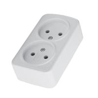 Розетка накладная 2-местная б/з Stekker, PST10-502-20, пластик АВS, 250В, 16А, IP20 Basic, белый 50075