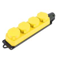 Розетка переносная 4-местная 2P+PE Stekker Одри с крышкой желтый RST16-24-44-6 49406