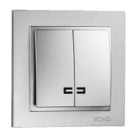 Выключатель Mono Electric Despina двухклавишный с подсветкой серебро 102-212125-103 Выключатель Mono Electric Despina двухклавишный с подсветкой серебро 102-212125-103