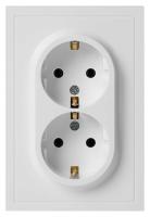 Розетка ЭРА Galaxy 15-2105-08 с заземлением двойная 2X2P+E Schuko со шторками IP20 16А-250В белый матовый Б0070711
