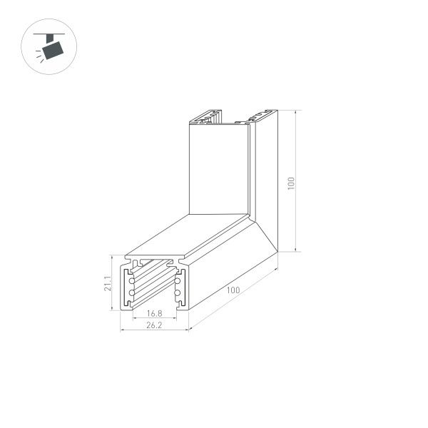 Коннектор L-образный внешний Arlight Mag-Orient-Con-2620-L90-EXT 036021